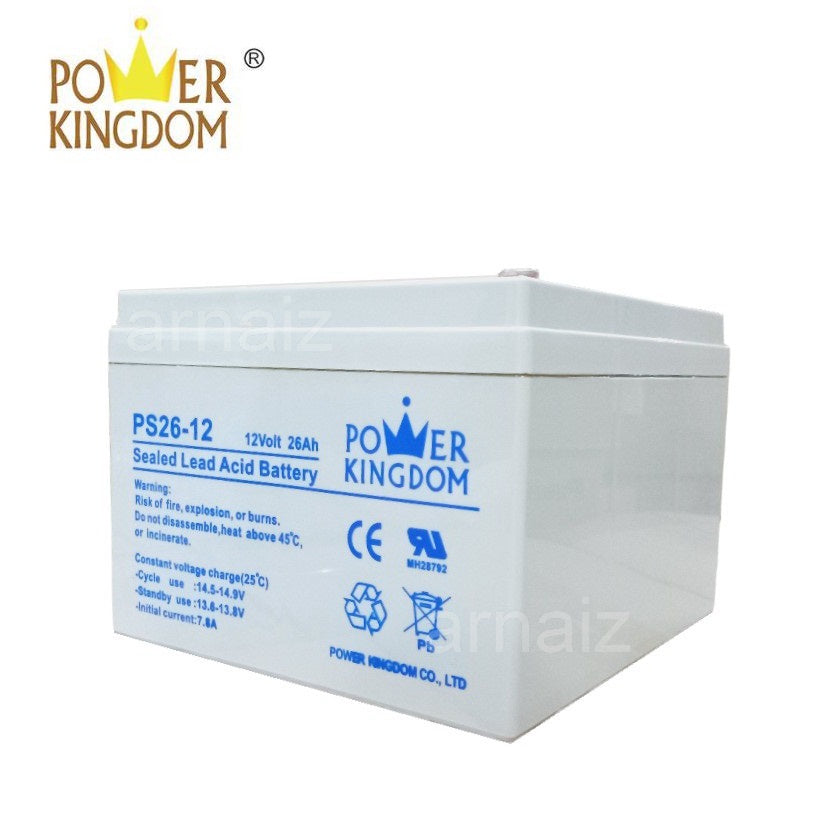 Power Kingdom 12v 26Ah SLA Rechargeable Battery PS26-12 Valve Regulated Sealed Lead-Acid Battery