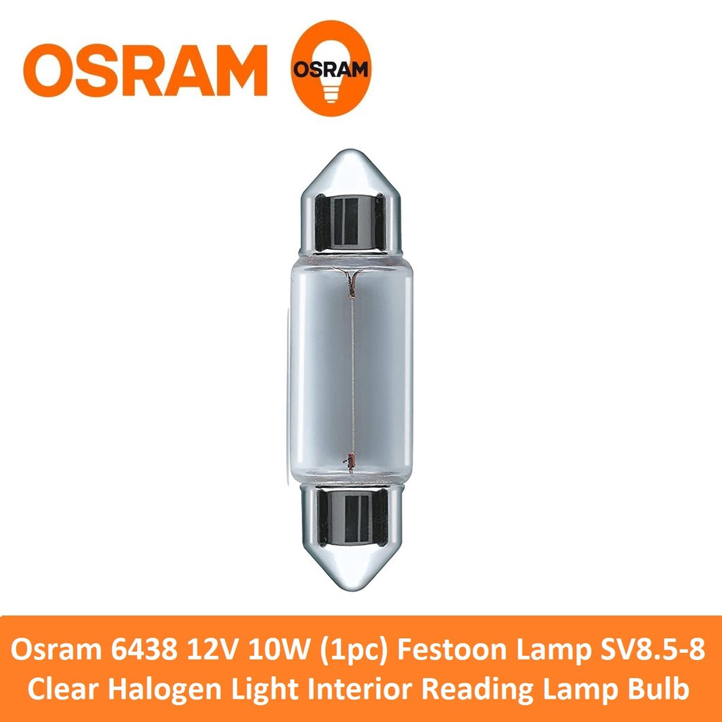 Osram 6438 12V 10W (1pc) Festoon Lamp SV8.5-8 Clear Halogen Light Interior Reading Lamp Bulb