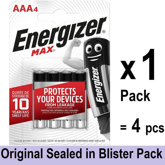 Energizer AAA Batteries (4 pcs) Energizer MAX AAA Alkaline Battery Original Sealed in Blister Pack