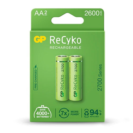 GP AA Size AA (2 pcs) 2600mAh ReCyko Rechargeable Battery HR6 Rechargeable Batteries