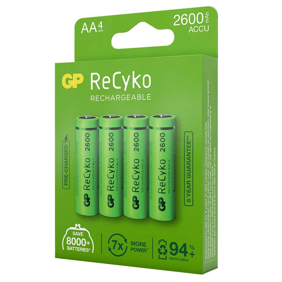 GP AA Size AA (4 pcs) 2600mAh ReCyko Rechargeable Battery HR6 Rechargeable Batteries