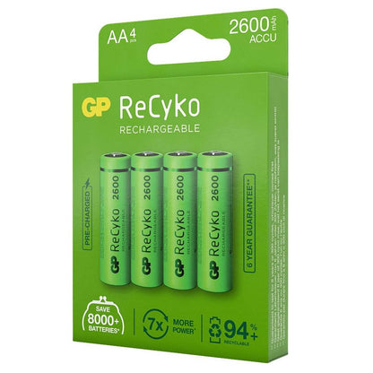 GP AA Size AA (4 pcs) 2600mAh ReCyko Rechargeable Battery HR6 Rechargeable Batteries