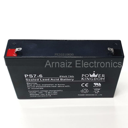 Power Kingdom 6V 7Ah SLA Rechargeable Battery PK7-6 Valve Regulated Sealed Lead-Acid Battery Toy Car