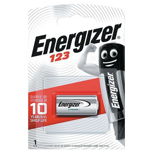 CR123A Battery (2 pcs) Energizer 123 EL123AP 3V Lithium CR-123A Cylindrical Photo Lithium Power