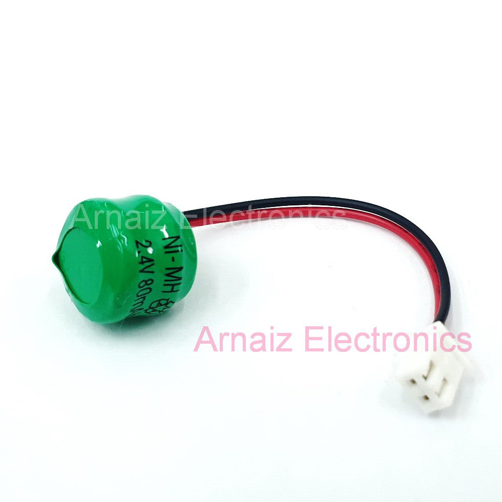 Battery for Camsco and Panasonic Timers NIMH 2.4V 80mAh 2x Button Cells with Connector 24 Hour Timer