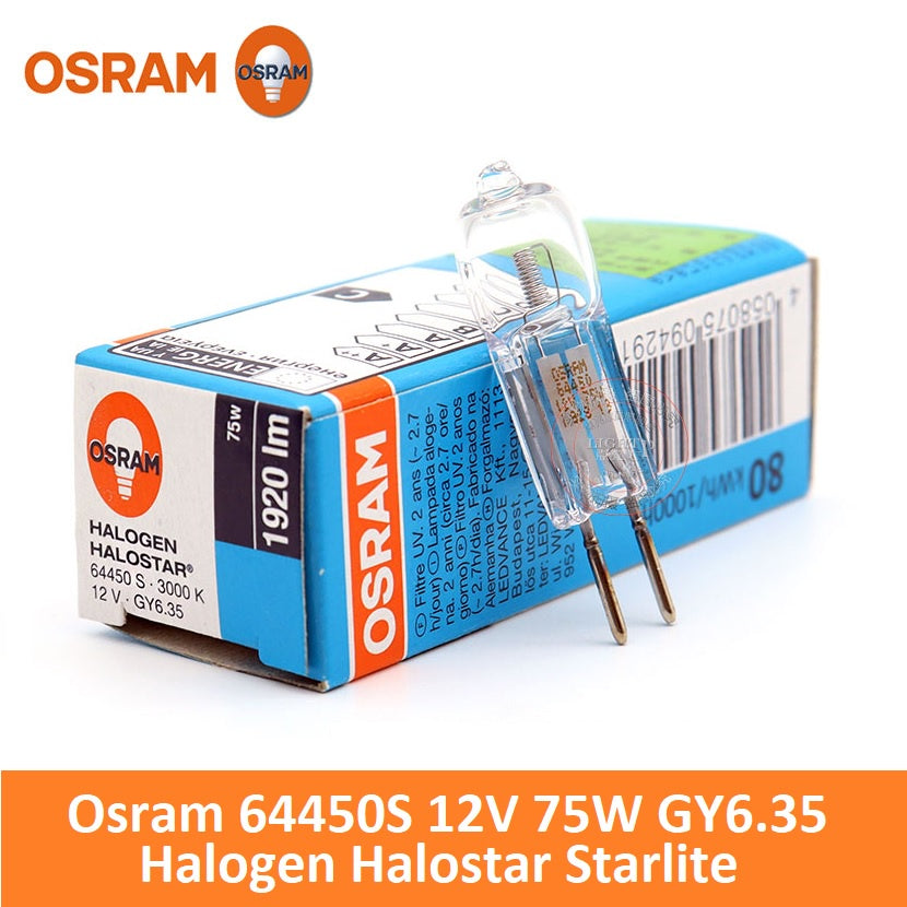 Osram 64450S 75w 12v GY6.35 64450 S Halostar Starlite Halogen Lamp Peanut Bulb Microscope Bulb