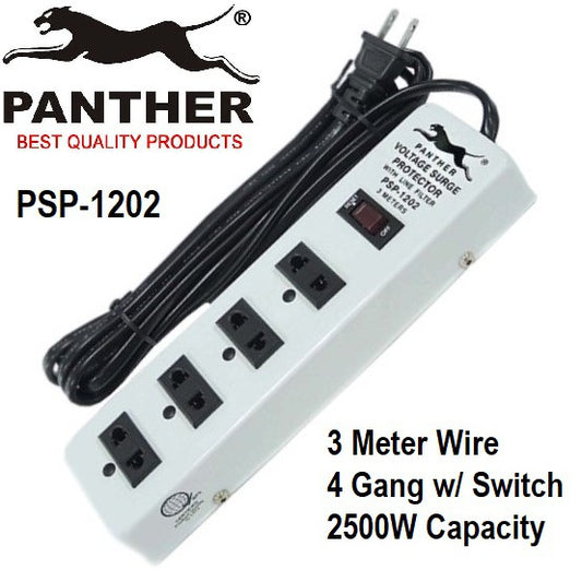 Panther 4 Gang Voltage Surge Protector 4 Outlets Extension Cord 3 meters PSP-1202 PSP1202 PSP 1202