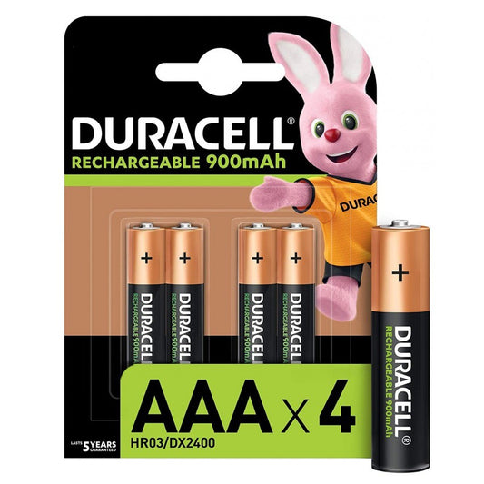 Duracell Rechargeable Battery AAA (4 pcs) 900 mAh AAA Batteries Original Sealed HR03 DX2400