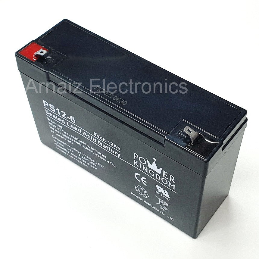 Power Kingdom 6V 12Ah SLA Rechargeable Battery PK12-6 Valve Regulated Sealed Lead Acid Battery