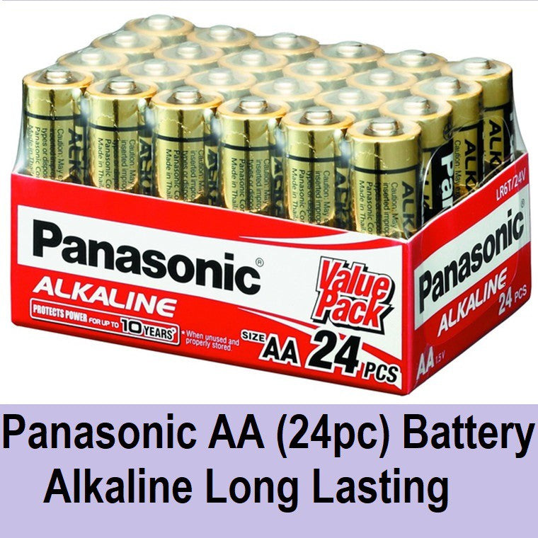 Panasonic AA (24pc) Battery Alkaline Long Lasting 1.5V LR6T/24V Panasonic AA Batteries Value Pack