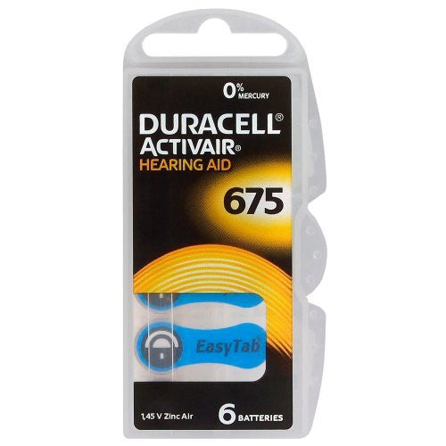 Duracell ActivAir EasyTab Size 675 PR44 (6 pcs) Hearing Aid Battery Hearing Aid Batteries 1.45V