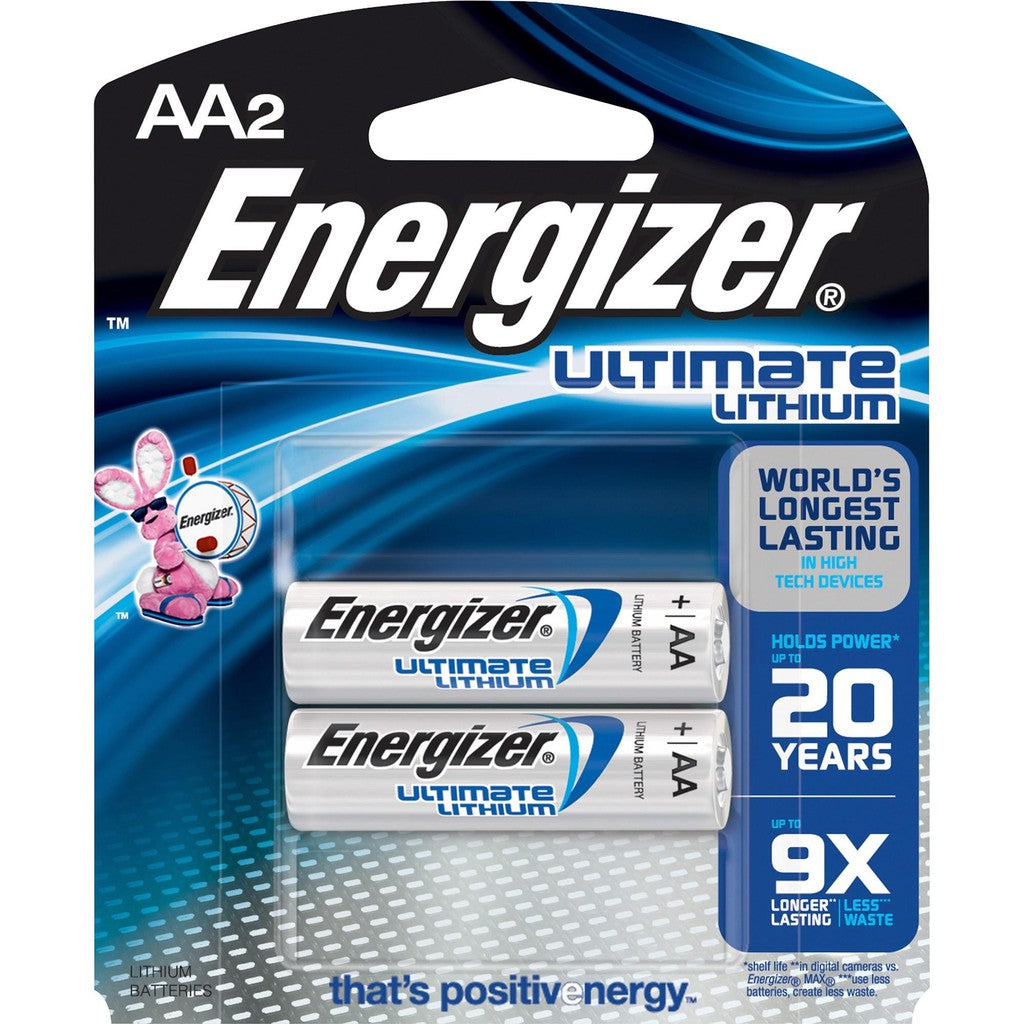 Energizer AA Lithium (2 pcs) Battery in Original Blister Pack Ultimate Lithium Batteries AA L91