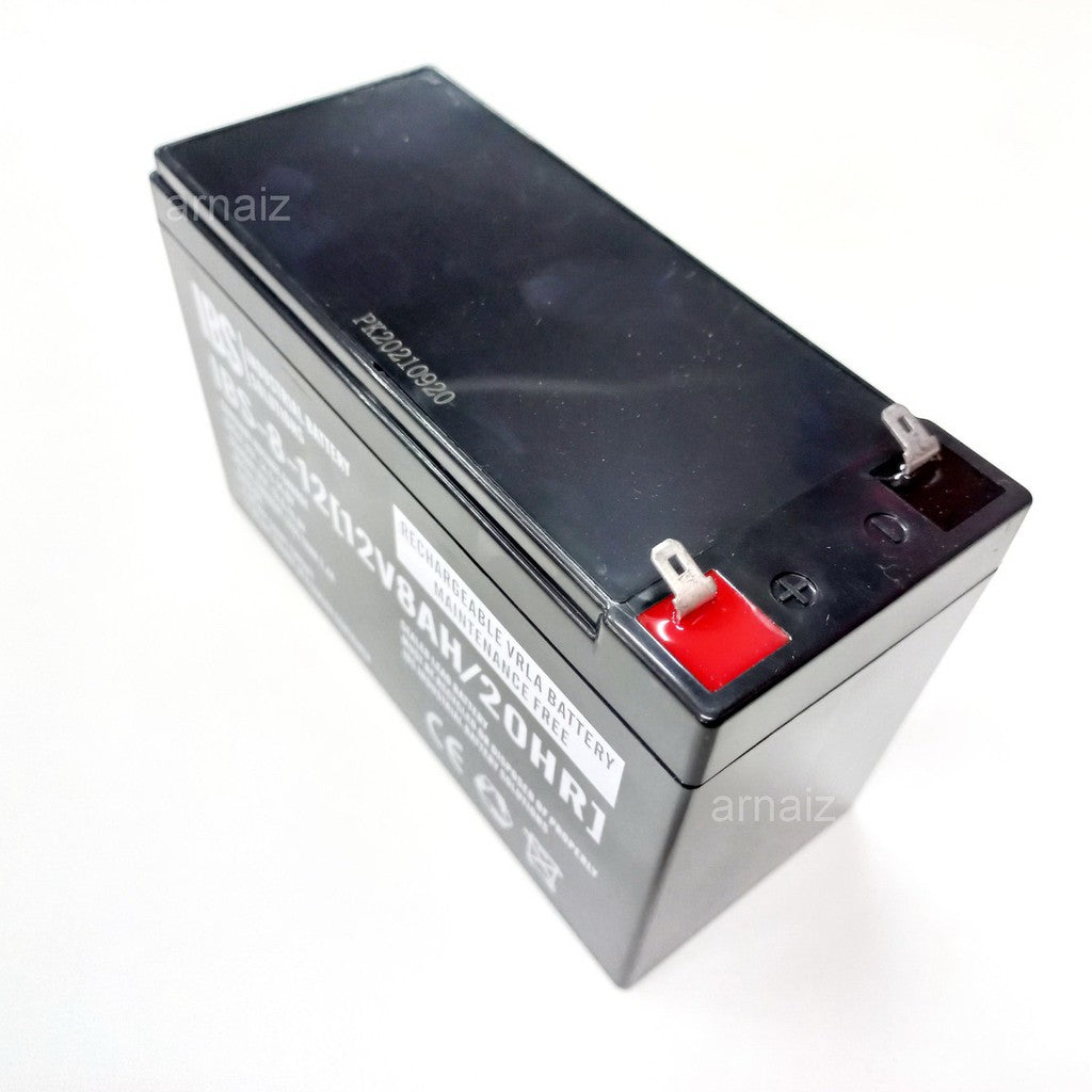 UPS Battery 12V 8Ah 20hr 12 Volts 8 Ampere Rechargeable Valve Regulated Lead Acid (VRLA) Battery