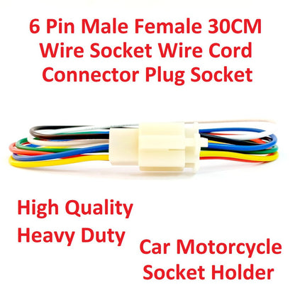 6 Pin Car Socket Holder Male Female 30cm Motorcycle Wire Socket Wire Cord Connector Plug Socket