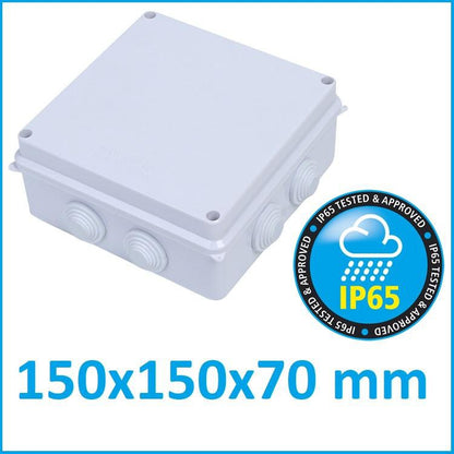 150x150x70mm IP65 Waterproof Outdoor Electrical CCTV Enclosure Square Junction Box White ABS