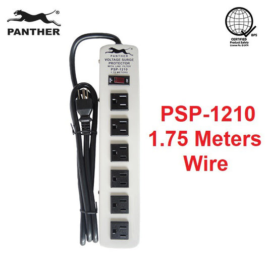 Panther 6 Gang Voltage Surge Protector 6 Outlets Extension Cord 1.75meters PSP-1210 PSP 1210 PSP1210