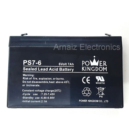 Power Kingdom 6V 7Ah SLA Rechargeable Battery PK7-6 Valve Regulated Sealed Lead-Acid Battery Toy Car