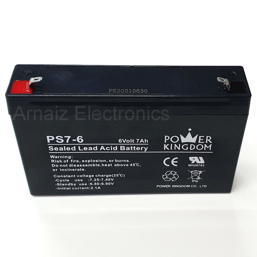 Power Kingdom 6V 7Ah SLA Rechargeable Battery PK7-6 Valve Regulated Sealed Lead-Acid Battery Toy Car