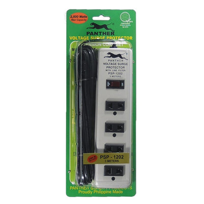 Panther 4 Gang Voltage Surge Protector 4 Outlets Extension Cord 3 meters PSP-1202 PSP1202 PSP 1202
