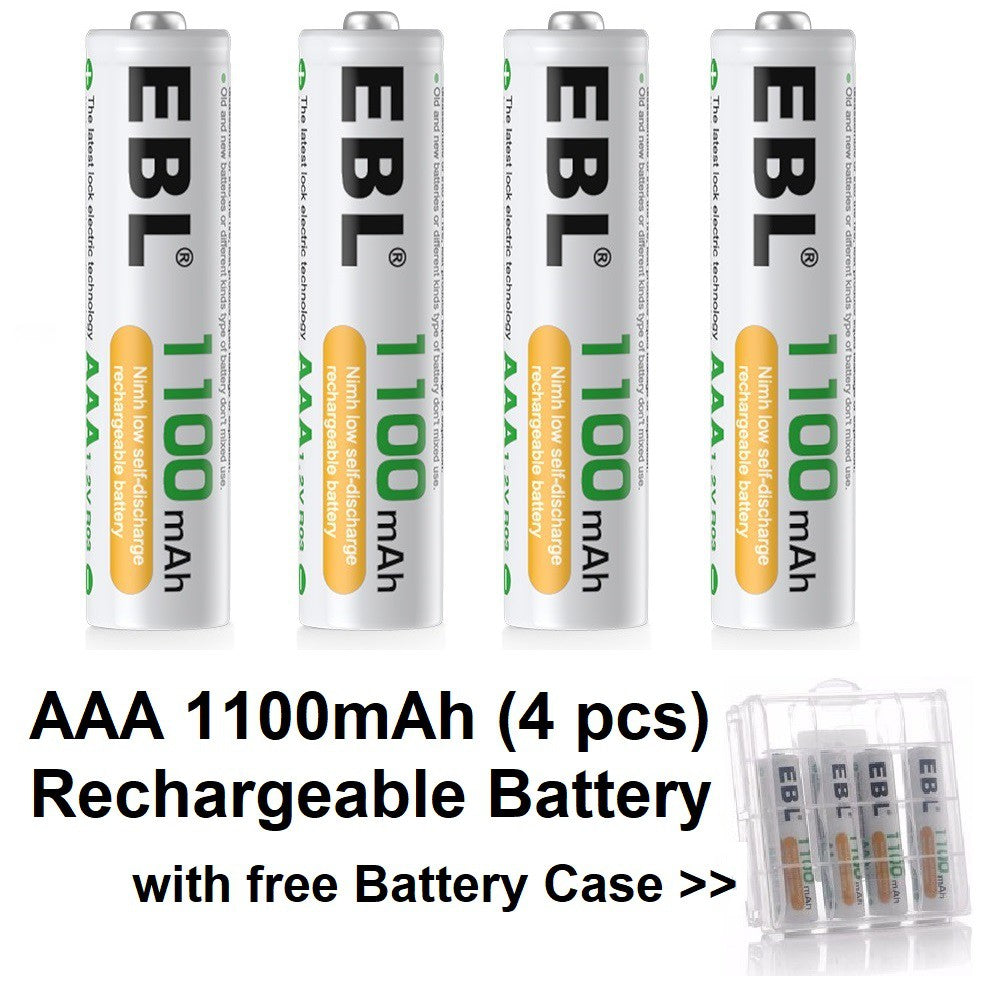 EBL AAA Size AAA (4 pcs) 1100mAh Rechargeable Battery with Case HR03 Rechargeable Batteries