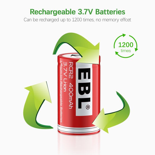 EBL TB-1527 (4 pcs) Rechargeable CR2 Lithium Batteries 3.7V 400mAh 15270 CR-2 CR 2 Lithium Battery