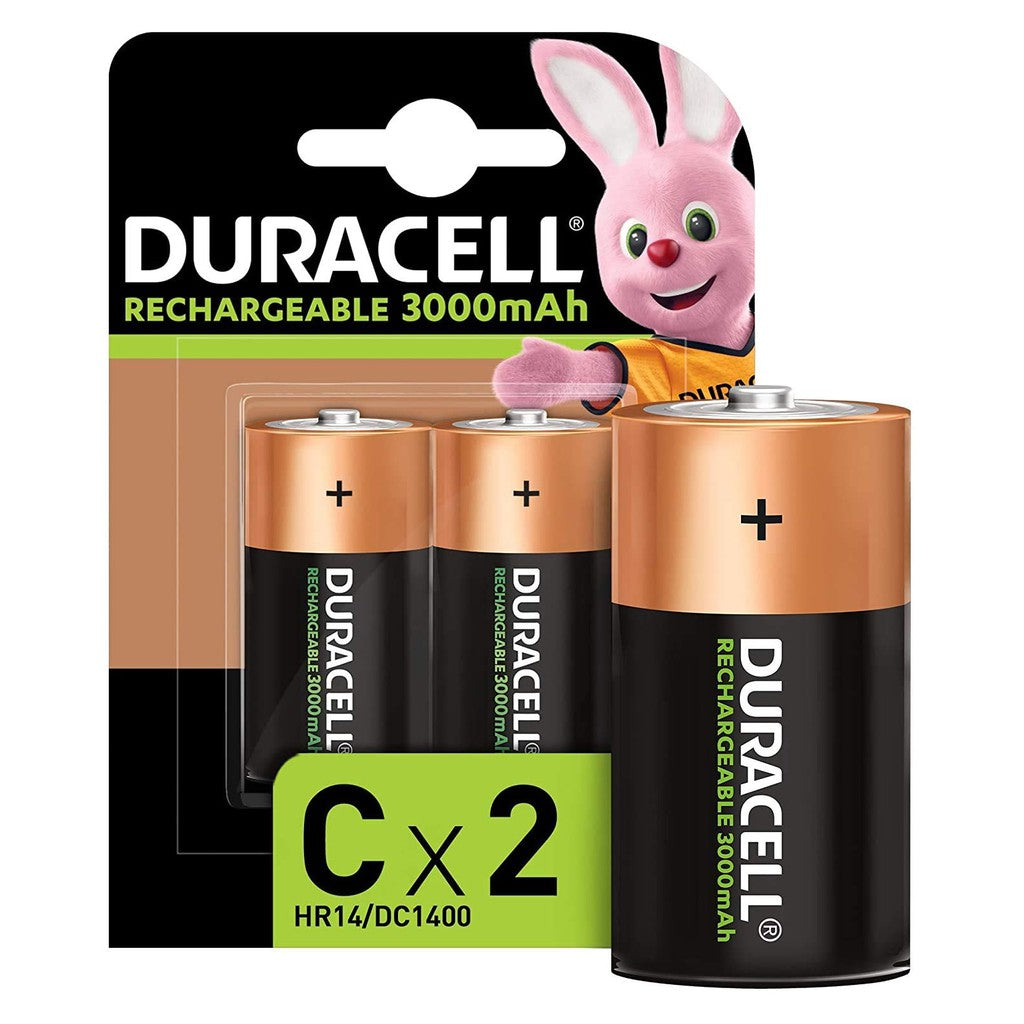 Duracell C Rechargeable Battery Size C (2 pcs) 3000mAh Rechargeable Batteries HR14 DC1400