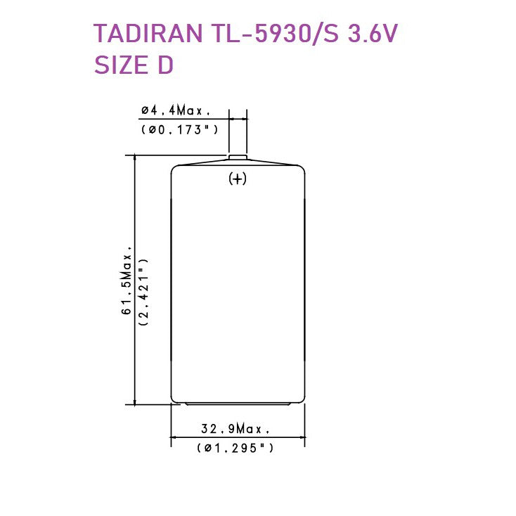 Tadiran TL-5930 Battery size D Lithium Battery 3.6V - non Rechargeable Tadiran TL-5930/S Batteries