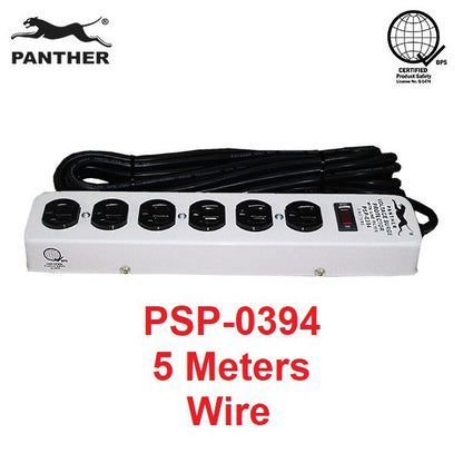 Panther 6 Gang Voltage Surge Protector 6 Outlets Extension Cord 5 meters PSP-0394 PSP 0394 PSP0394