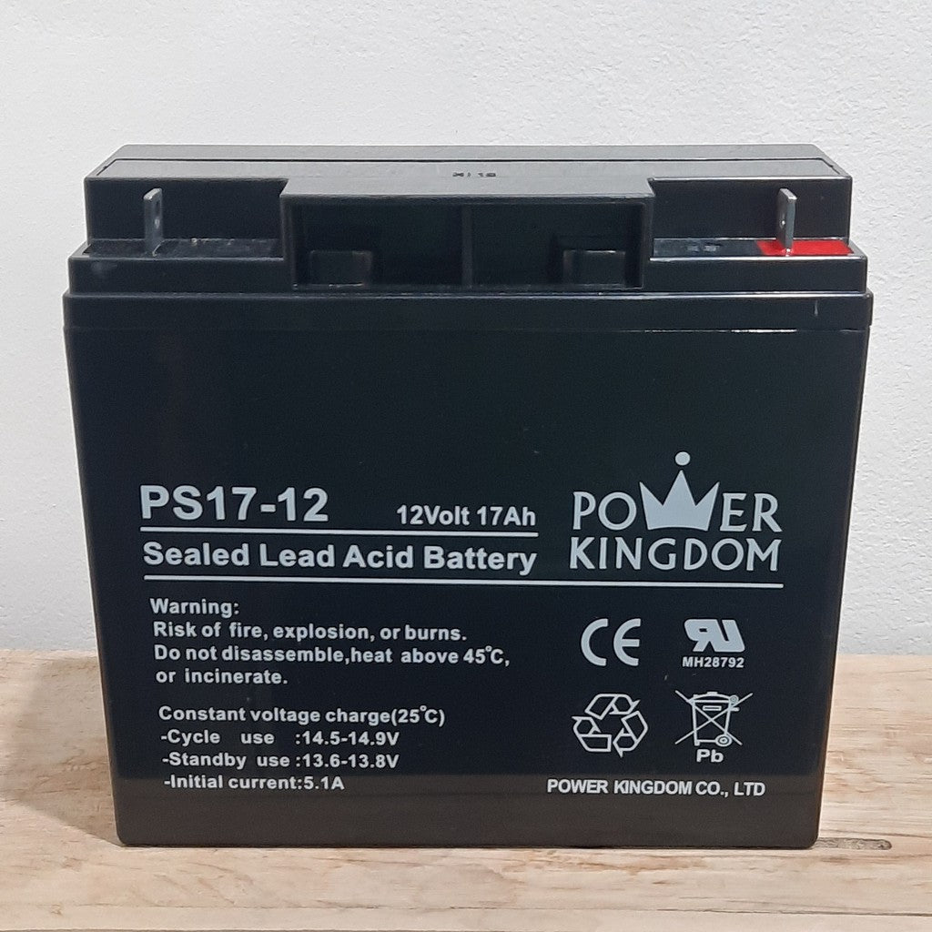 Power Kingdom 12v 17Ah SLA Rechargeable Battery PS17-12 Ebike Wheelchair Jet Ski VRLA