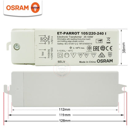 Osram ET-PARROT 105/220-240 Electronic Transformers For Low Voltage Halogen Lamps