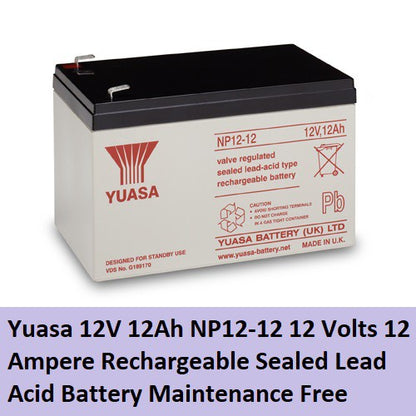 Yuasa E-Bike Battery 12V 12Ah 20hr 12 Volts 12 Ampere NP12-12 EBike UPS Battery