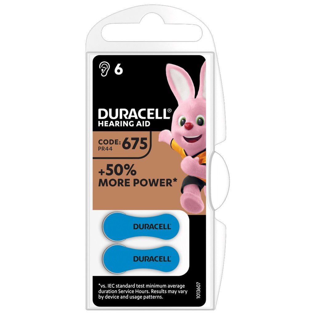 Duracell Size 675 PR44 (6 pcs) Hearing Aid Battery Hearing Aid Batteries 1.45V V675AT