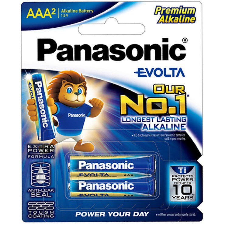 Panasonic AAA (2pc) Battery Evolta Premium 1.5V LR03EG/2B Panasonic AAA Batteries in Blister Pack