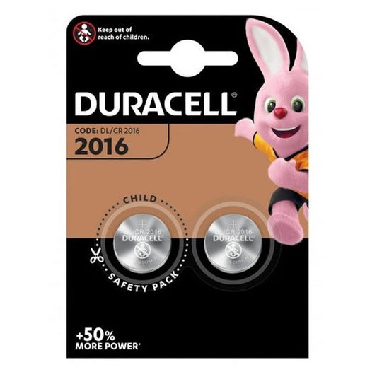 Duracell 2016 CR2016 DL2016 (2pcs) 3v Lithium Button Cell Battery in Blister Pack KCR2016