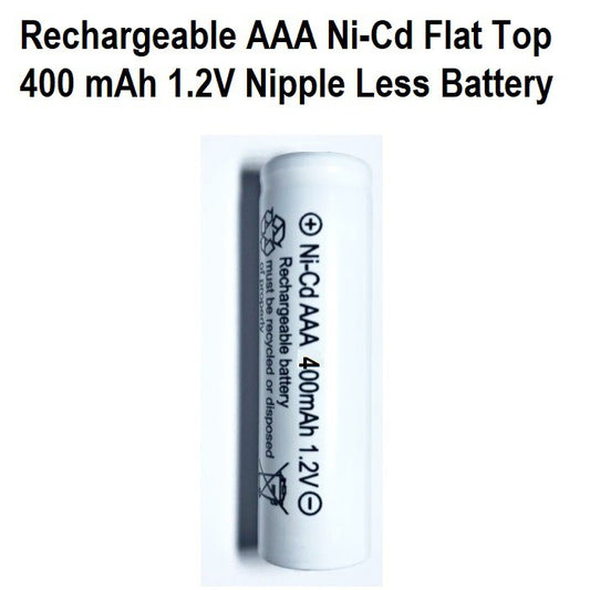 Rechargeable AAA Battery Flat Top Nipple Less Battery Ni-Cd 1.2V 400mAh AAA Batteries