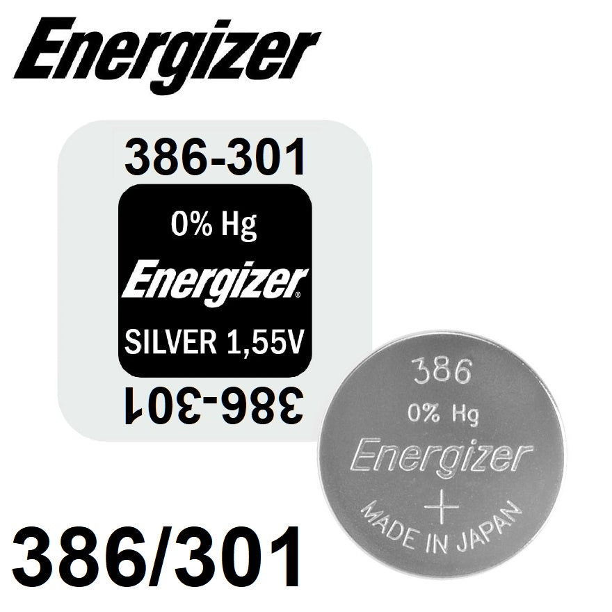 Energizer 386 301 (1pc) 1.55v  Silver Oxide Button Cell Battery  Mercury Free  386/301 SR43 SR1142SW