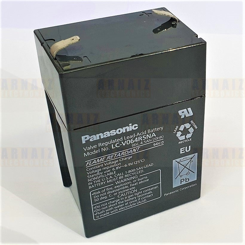 Panasonic 6V 4.5Ah SLA Rechargeable Battery LC-V064R5NA Valve Regulated Sealed Lead-Acid Battery