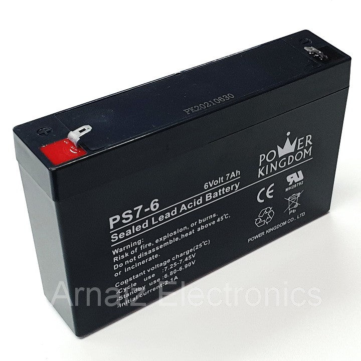 Power Kingdom 6V 7Ah SLA Rechargeable Battery PK7-6 Valve Regulated Sealed Lead-Acid Battery Toy Car