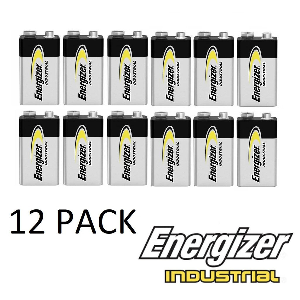 Energizer 9V 6LR61 (12pcs) Alkaline Industrial Battery 9 Volts  Batteries 12 pieces per box