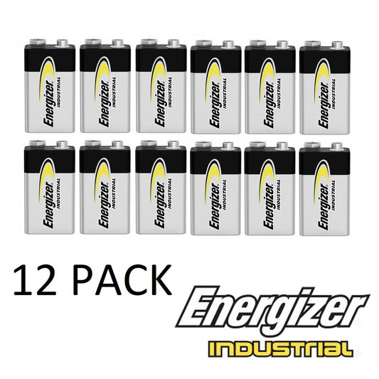 Energizer 9V 6LR61 (12pcs) Alkaline Industrial Battery 9 Volts  Batteries 12 pieces per box