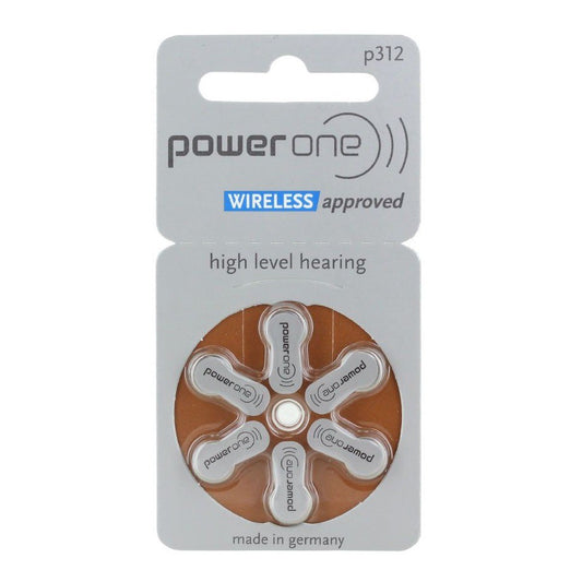 Power One Zinc Air Size 312 PR41 (6 pcs) Hearing Aid Battery Hearing Aid Batteries 1.45V A312 P312