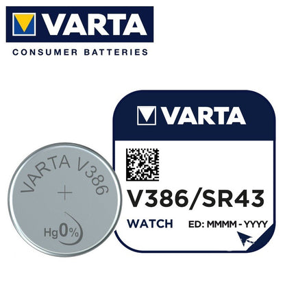 Varta V386 SR43 V12GS (1pc) 1.55v Silver Oxide Button Cell Battery Varta V 386 SR1142