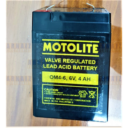 Motolite 6V 4Ah OM4-6 6 Volts 4 Ampere Rechargeable Sealed Lead Acid Battery 6v 4.5Ah Toy Car Batt