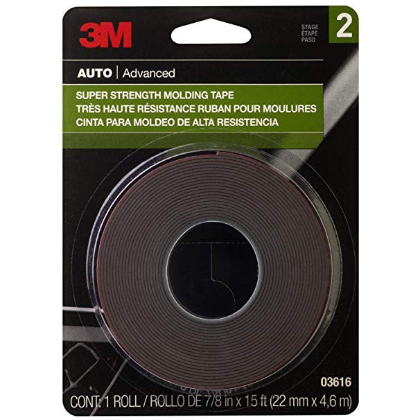 3M Double Sided 22 mm x 4.6 m or 7/8 in x 15ft Super Strength Molding Tape 03616 Double Sided Acryl