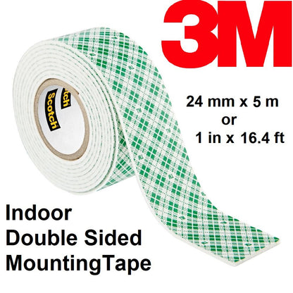 3M Double Sided Tape 24mm x 5m Foam Type Scotch Indoor Mounting Tape 1 inch x 16.4 feet 110-5A