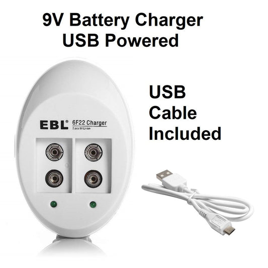 EBL 6F22 9V Battery Charger for 9 Volts Rechargeable Batteries Dual Port Bay