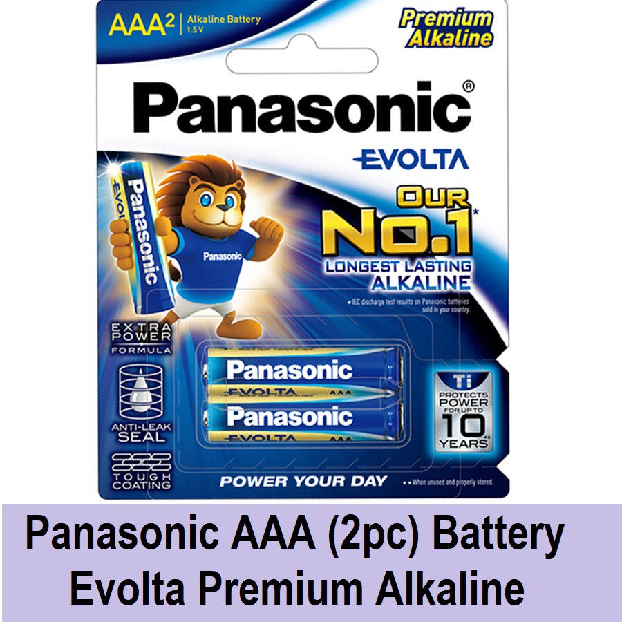 Panasonic AAA (2pc) Battery Evolta Premium 1.5V LR03EG/2B Panasonic AAA Batteries in Blister Pack