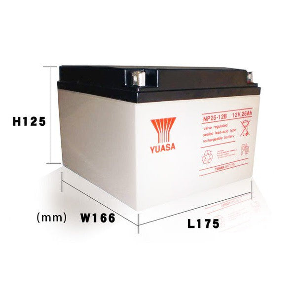 Yuasa 12V 26Ah NP26-12B 12 Volts 26 Ampere Rechargeable Sealed Lead Acid Battery Maintenance Free