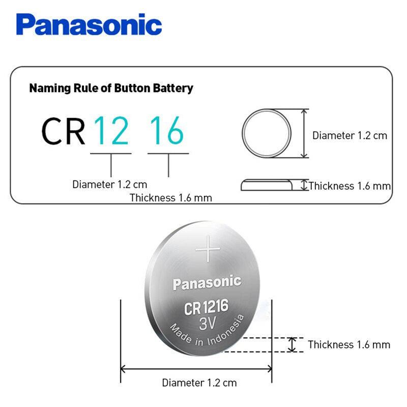 Panasonic CR1216 (1pc) 3v Lithium Button Cell Battery in Blister Pack CR 1216 Batteries 6216