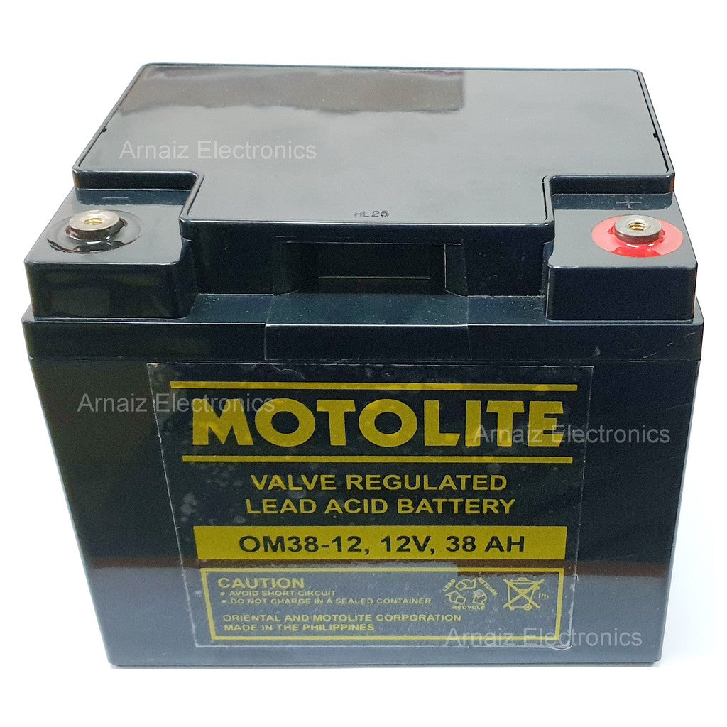 Motolite 12v 38Ah SLA Rechargeable Battery OM38-12 Valve Regulated Sealed Lead-Acid Battery 12 Volts